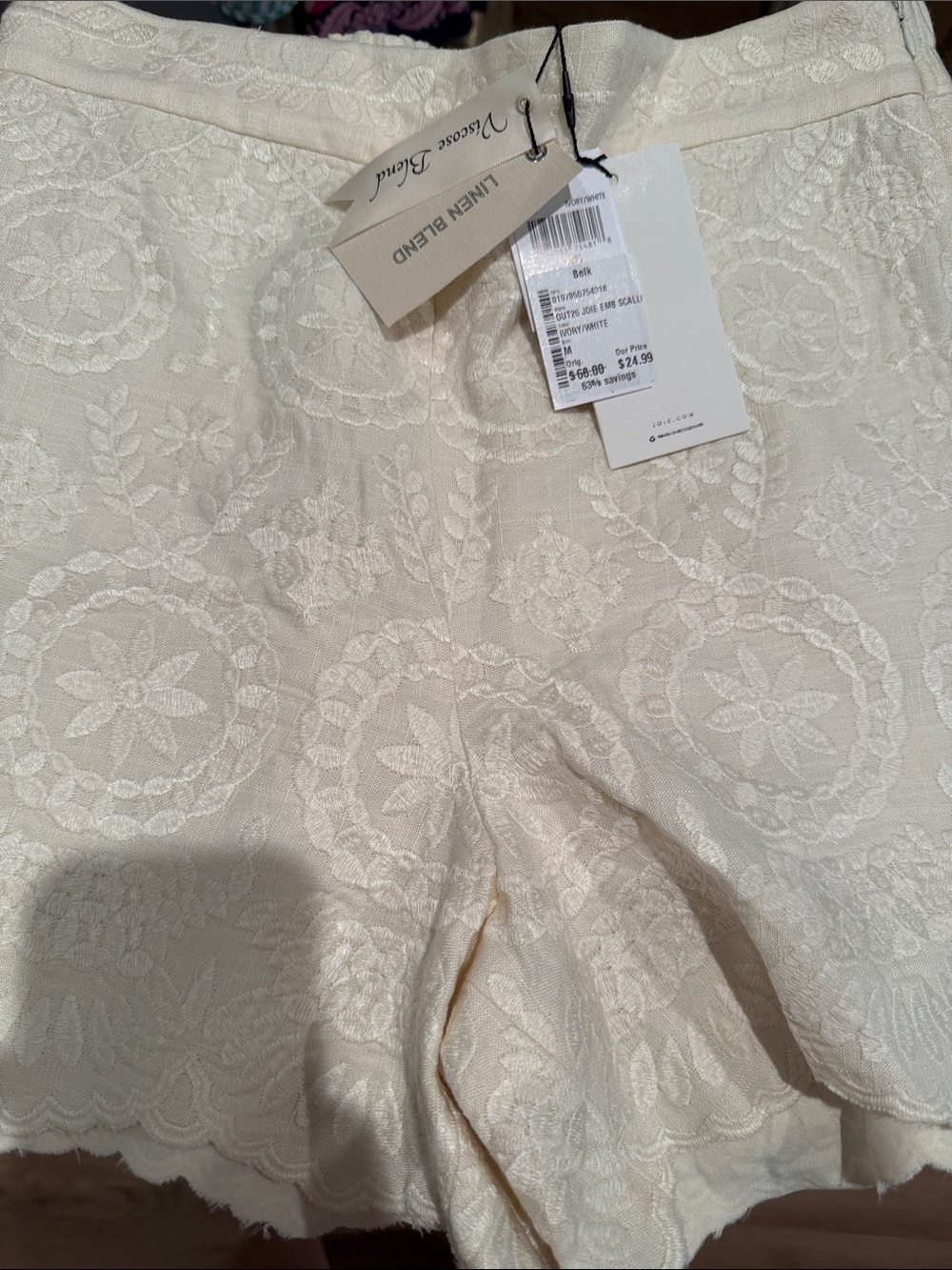 Joie Cream Embroidered Lace Women's Shorts